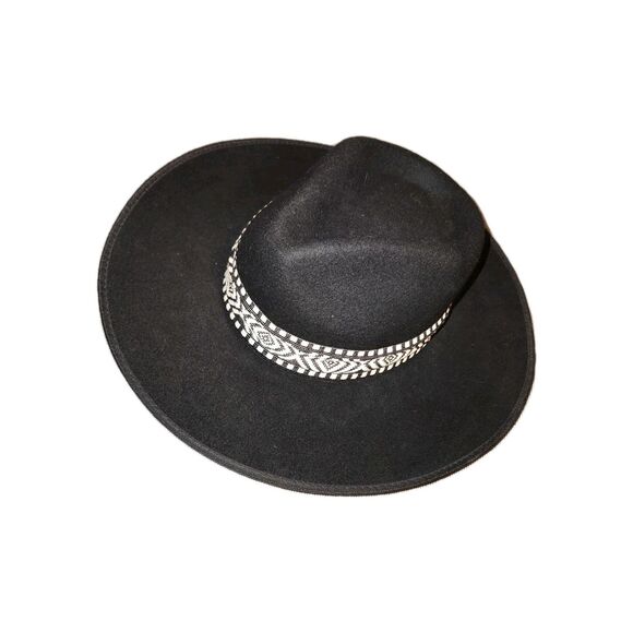 OLIVE & PIQUE 100% Wool Black Women\'s Adjustable Wide Brim Fedora Hat